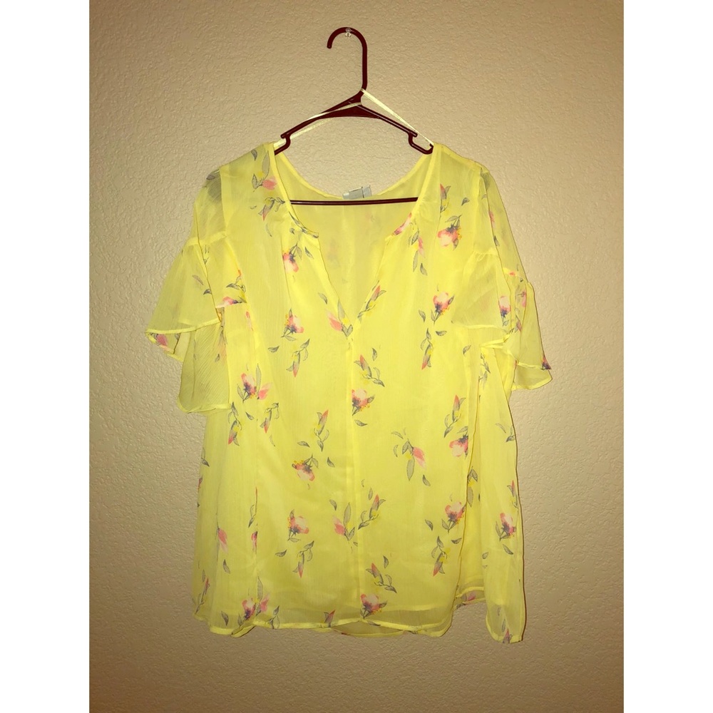 Yellow floral blouse